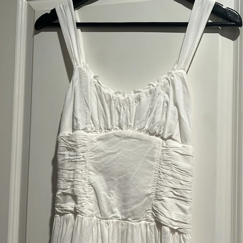 Reformation White Sleeveless Ruffled Bust Midi Dress - Picture 5 of 7